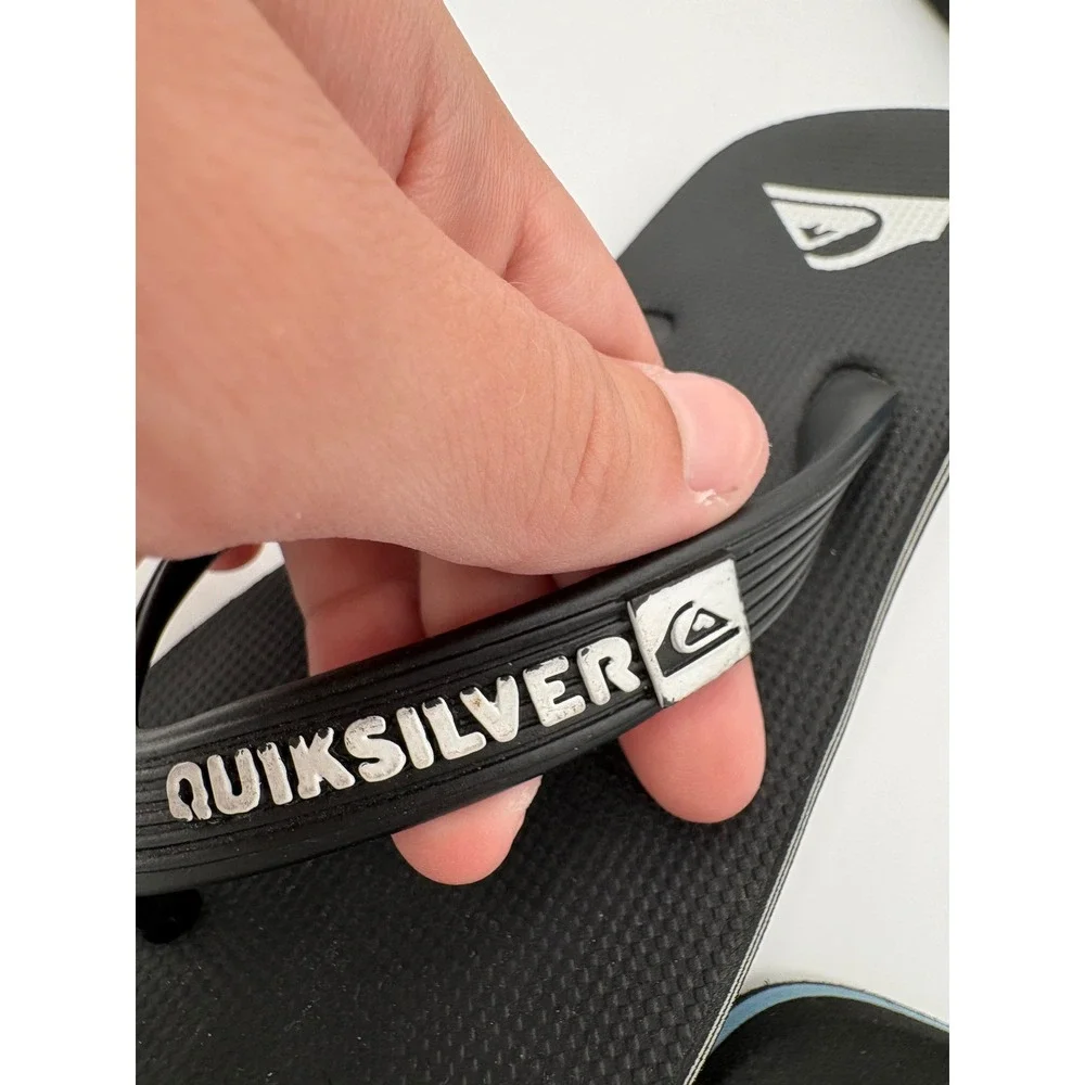 Boys Quiksilver & Reef Flip Flop Sandals Bundle Black Brown Blue Size 2 3 Lot